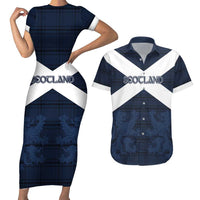 Custom Scotland Tartan Football Couples Matching Short Sleeve Bodycon Dress and Hawaiian Shirt Flag Style - Wonder Print Shop