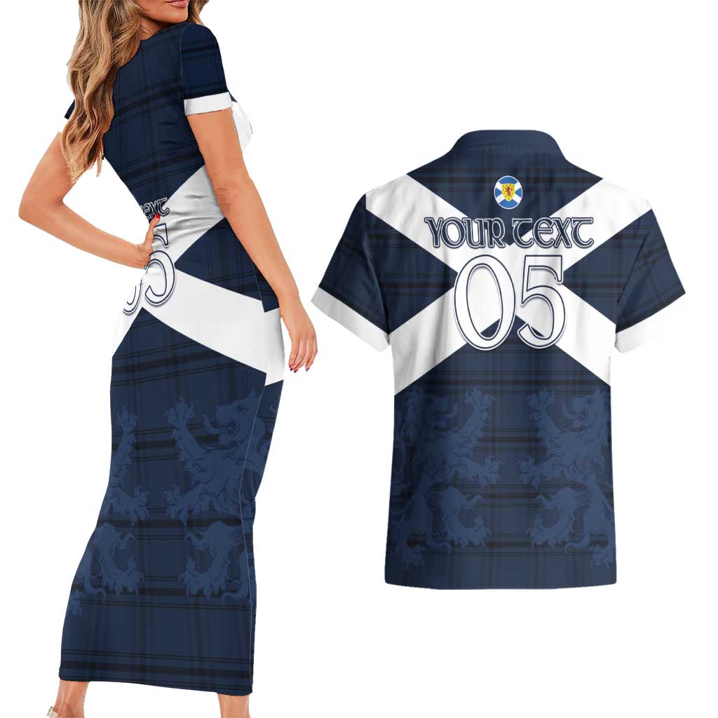 Custom Scotland Tartan Football Couples Matching Short Sleeve Bodycon Dress and Hawaiian Shirt Flag Style - Wonder Print Shop