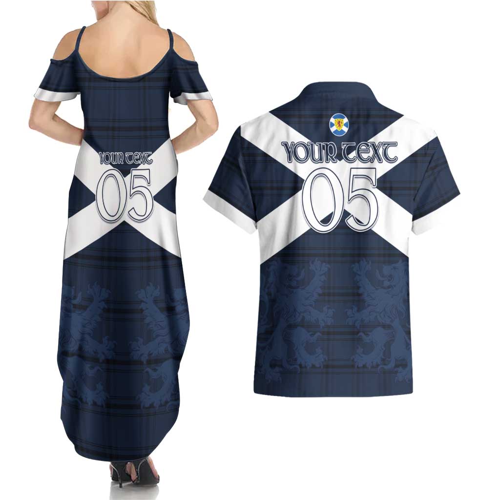 Custom Scotland Tartan Football Couples Matching Summer Maxi Dress and Hawaiian Shirt Flag Style - Wonder Print Shop
