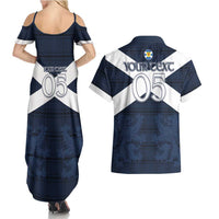 Custom Scotland Tartan Football Couples Matching Summer Maxi Dress and Hawaiian Shirt Flag Style - Wonder Print Shop