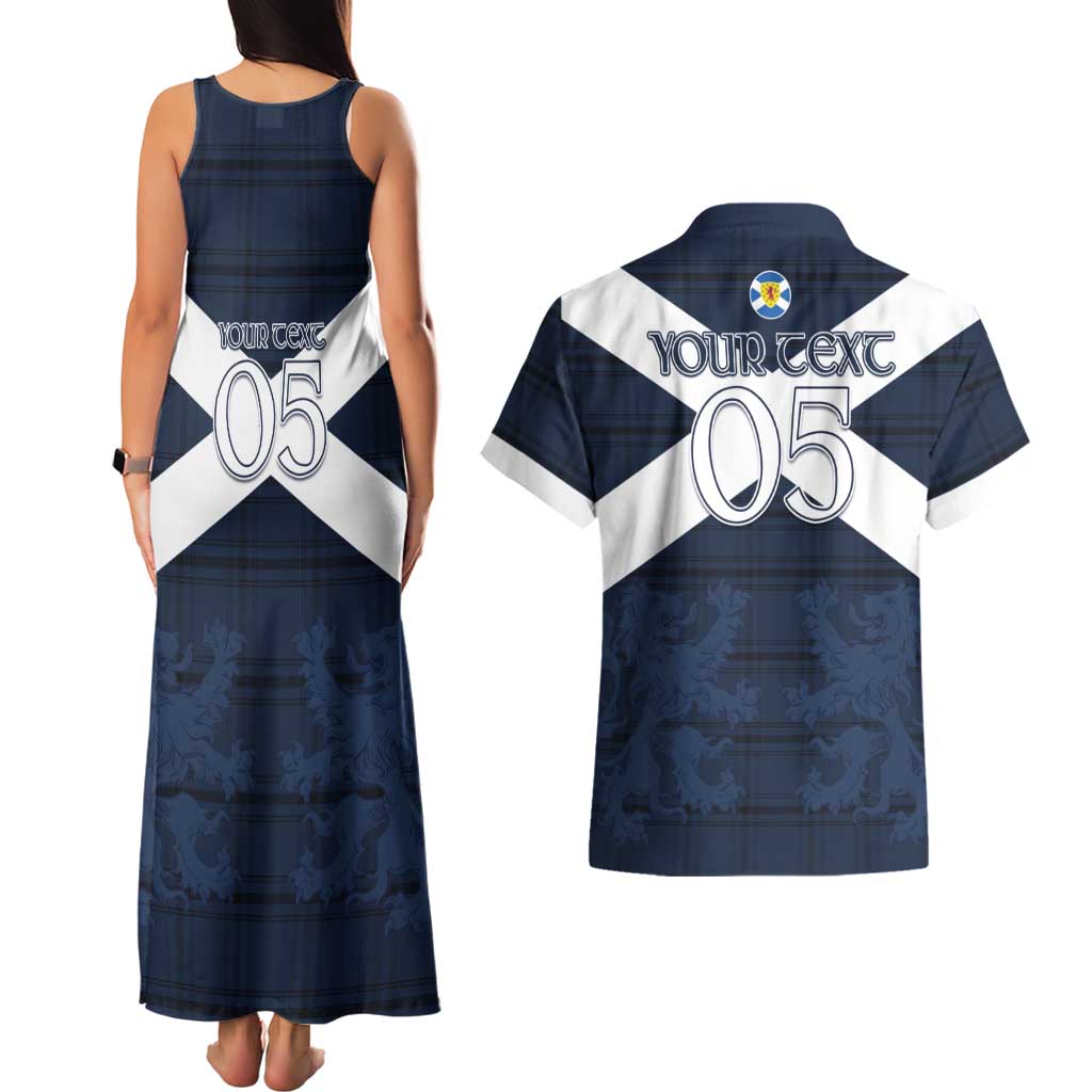 Custom Scotland Tartan Football Couples Matching Tank Maxi Dress and Hawaiian Shirt Flag Style - Wonder Print Shop