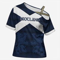 Custom Scotland Tartan Football Cross Shoulder Shirt Flag Style - Wonder Print Shop