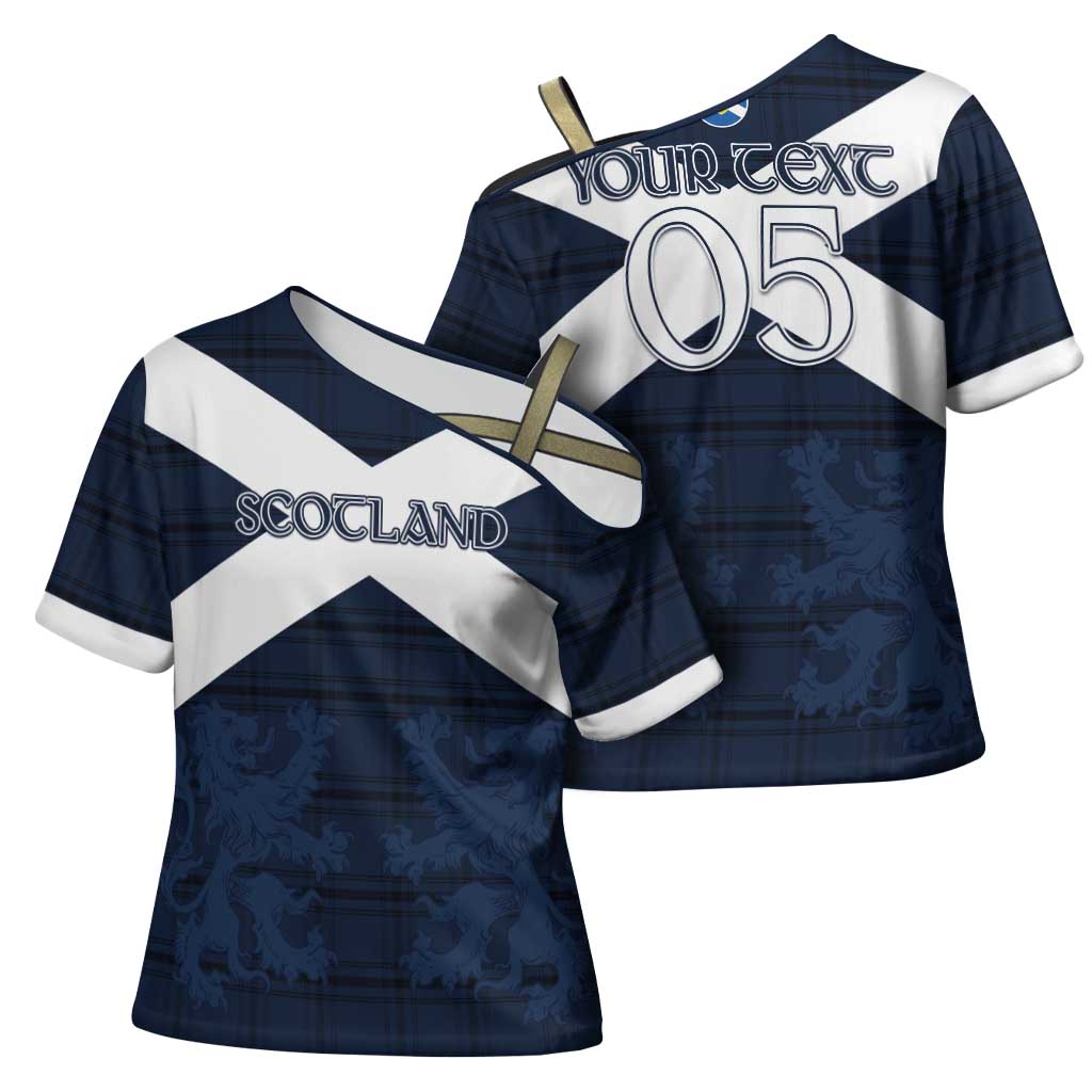 Custom Scotland Tartan Football Cross Shoulder Shirt Flag Style - Wonder Print Shop