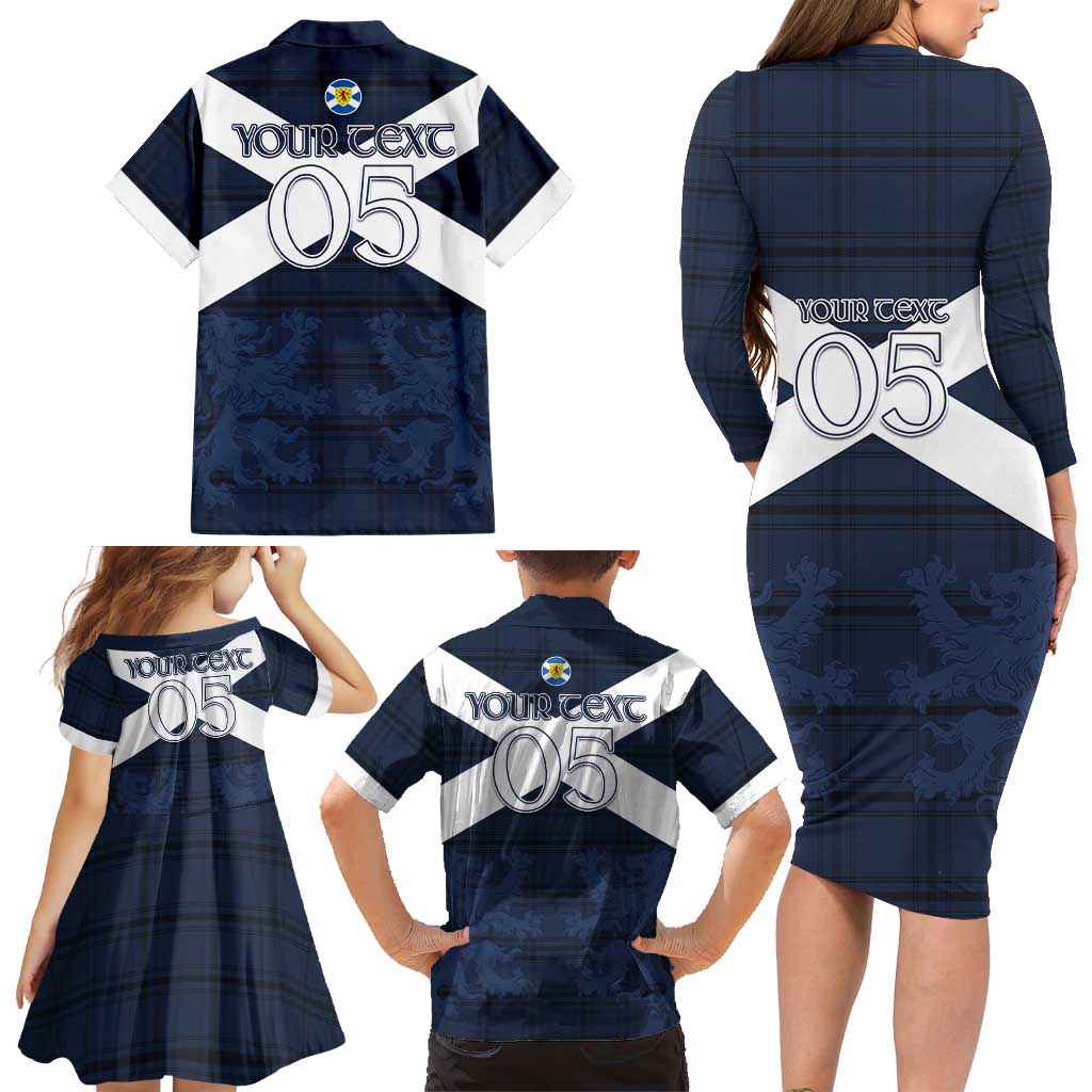 Custom Scotland Tartan Football Family Matching Long Sleeve Bodycon Dress and Hawaiian Shirt Flag Style - Wonder Print Shop