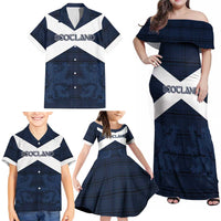 Custom Scotland Tartan Football Family Matching Off Shoulder Maxi Dress and Hawaiian Shirt Flag Style - Wonder Print Shop