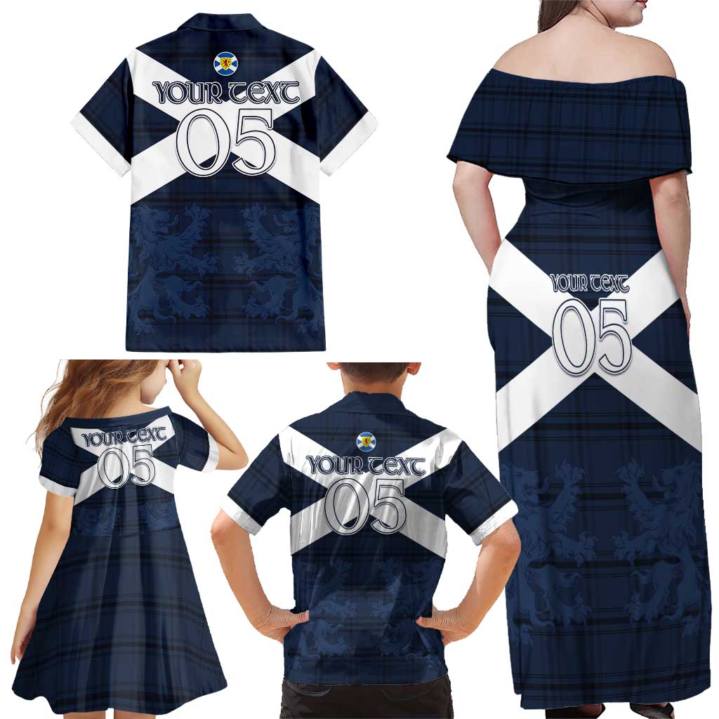 Custom Scotland Tartan Football Family Matching Off Shoulder Maxi Dress and Hawaiian Shirt Flag Style - Wonder Print Shop