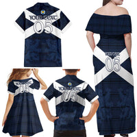 Custom Scotland Tartan Football Family Matching Off Shoulder Maxi Dress and Hawaiian Shirt Flag Style - Wonder Print Shop