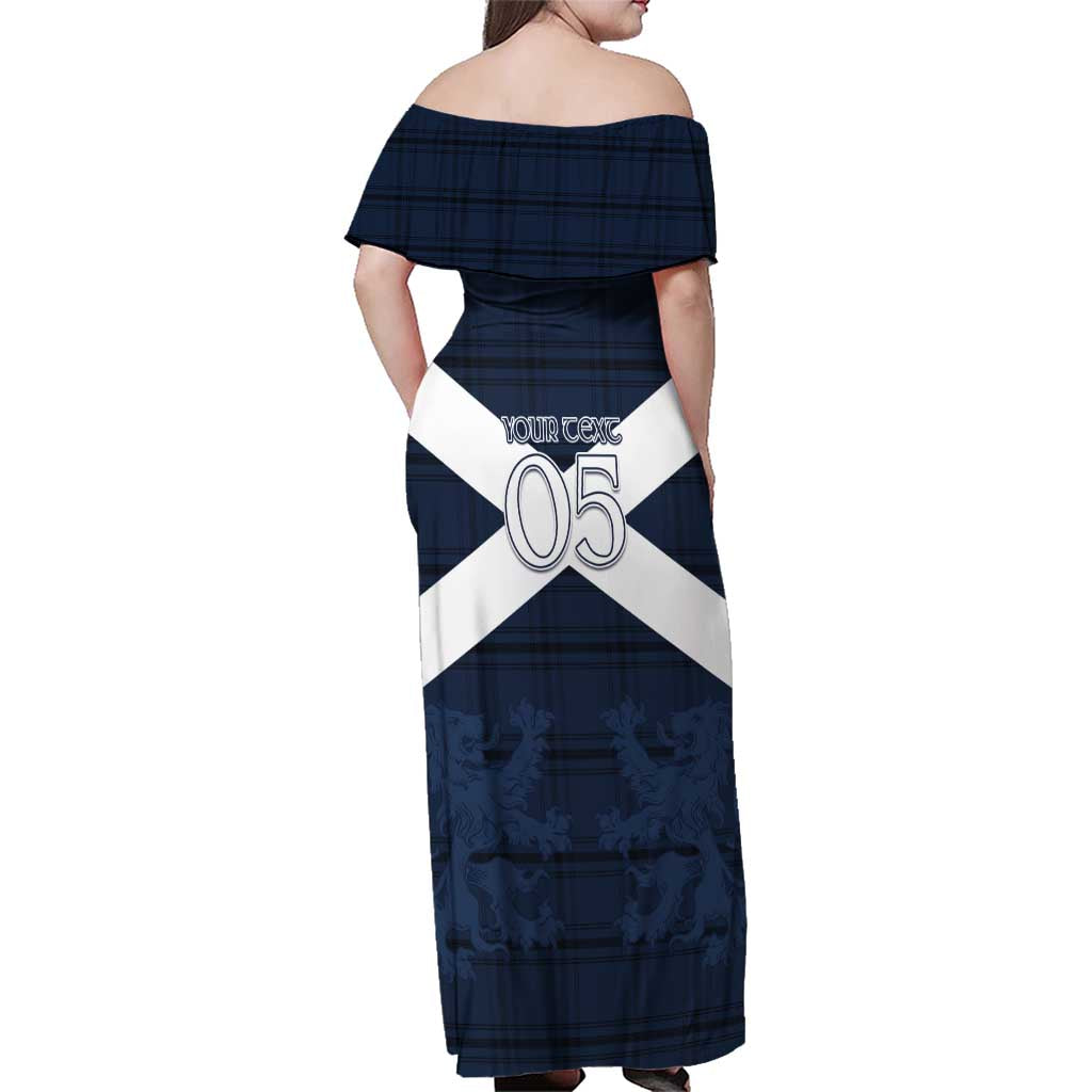 Custom Scotland Tartan Football Family Matching Off Shoulder Maxi Dress and Hawaiian Shirt Flag Style - Wonder Print Shop
