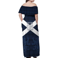 Custom Scotland Tartan Football Family Matching Off Shoulder Maxi Dress and Hawaiian Shirt Flag Style - Wonder Print Shop