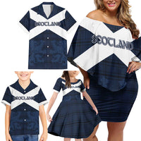 Custom Scotland Tartan Football Family Matching Off Shoulder Short Dress and Hawaiian Shirt Flag Style - Wonder Print Shop
