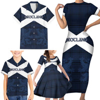 Custom Scotland Tartan Football Family Matching Short Sleeve Bodycon Dress and Hawaiian Shirt Flag Style - Wonder Print Shop