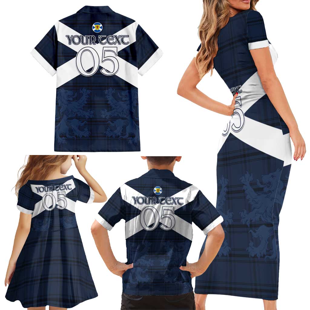 Custom Scotland Tartan Football Family Matching Short Sleeve Bodycon Dress and Hawaiian Shirt Flag Style - Wonder Print Shop
