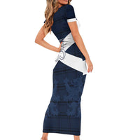 Custom Scotland Tartan Football Family Matching Short Sleeve Bodycon Dress and Hawaiian Shirt Flag Style - Wonder Print Shop