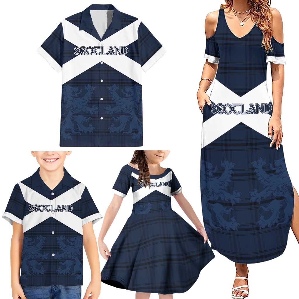 Custom Scotland Tartan Football Family Matching Summer Maxi Dress and Hawaiian Shirt Flag Style - Wonder Print Shop