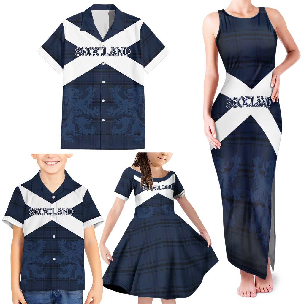 Custom Scotland Tartan Football Family Matching Tank Maxi Dress and Hawaiian Shirt Flag Style - Wonder Print Shop