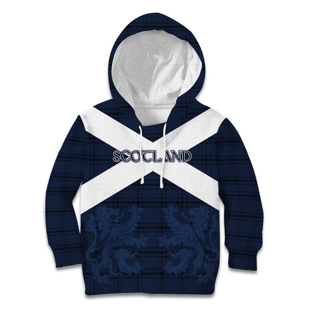 Custom Scotland Tartan Football Kid Hoodie Flag Style - Wonder Print Shop
