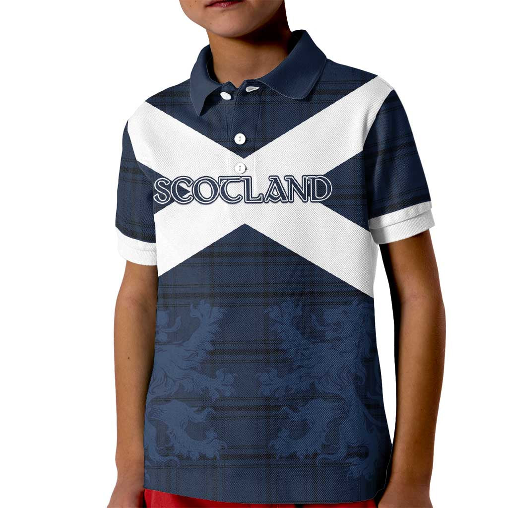 Custom Scotland Tartan Football Kid Polo Shirt Flag Style - Wonder Print Shop