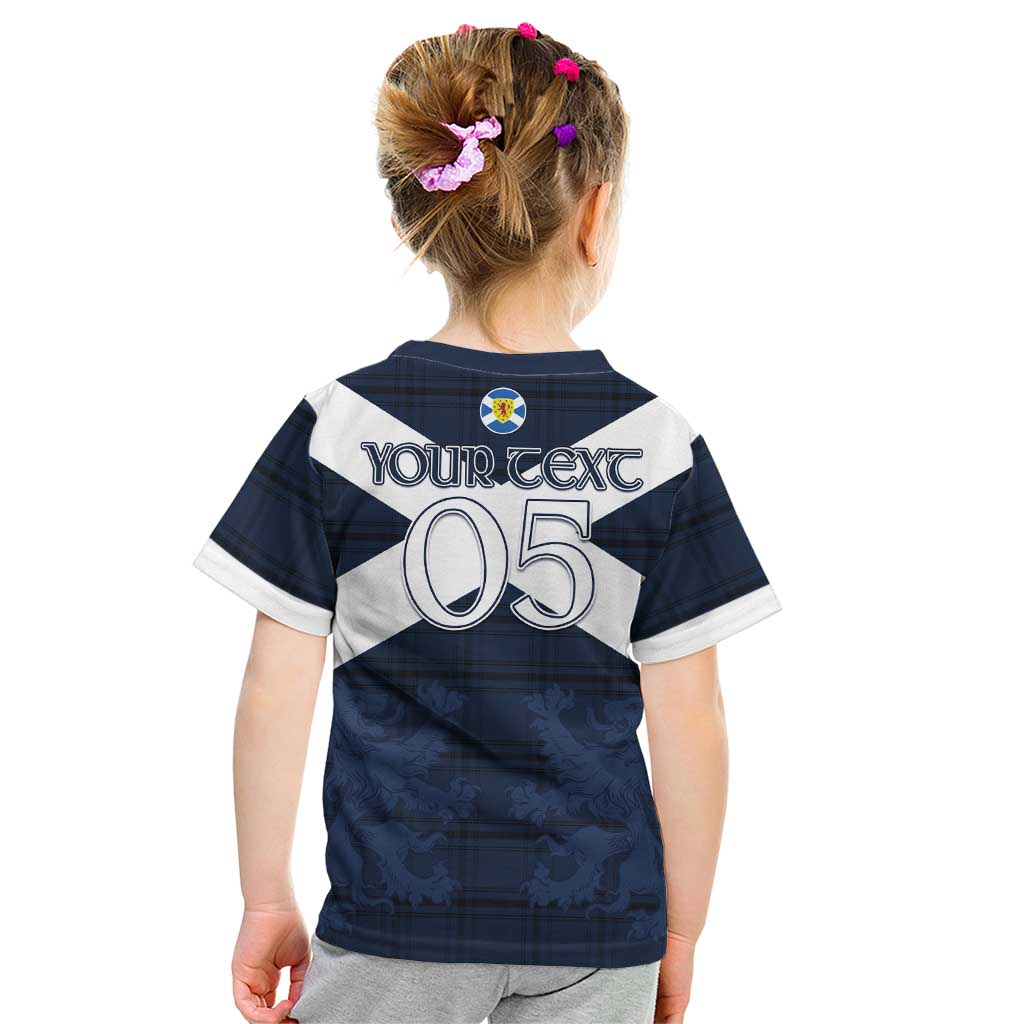 Custom Scotland Tartan Football Kid T Shirt Flag Style - Wonder Print Shop