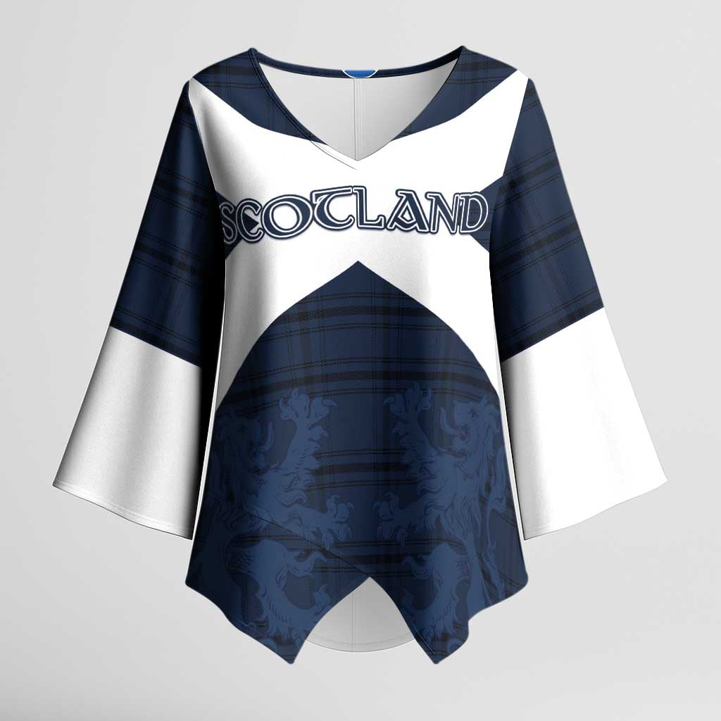 Custom Scotland Tartan Football Kimono Sleeve Blouse Flag Style - Wonder Print Shop
