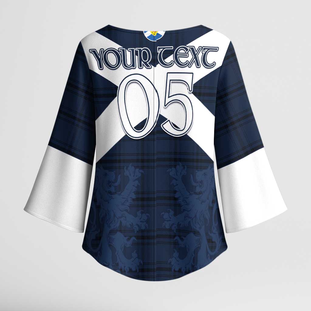 Custom Scotland Tartan Football Kimono Sleeve Blouse Flag Style - Wonder Print Shop