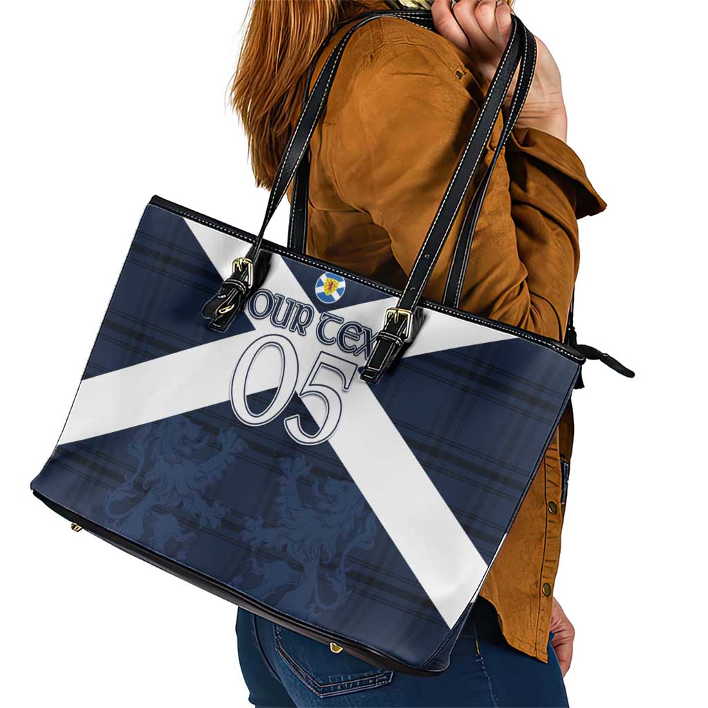 Custom Scotland Tartan Football Leather Tote Bag Flag Style - Wonder Print Shop