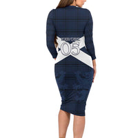Custom Scotland Tartan Football Long Sleeve Bodycon Dress Flag Style - Wonder Print Shop