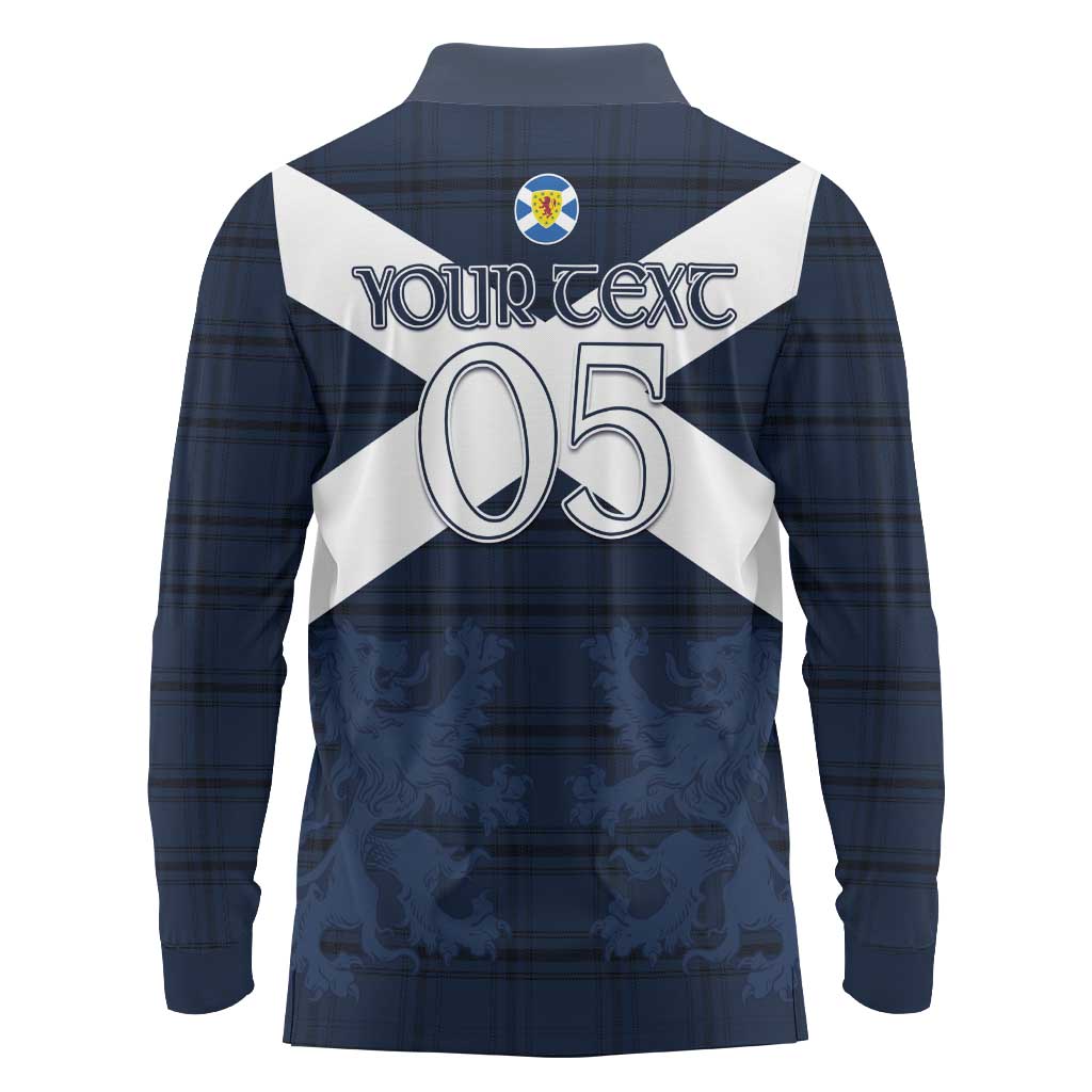 Custom Scotland Tartan Football Long Sleeve Polo Shirt Flag Style - Wonder Print Shop
