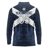 Custom Scotland Tartan Football Long Sleeve Polo Shirt Flag Style - Wonder Print Shop