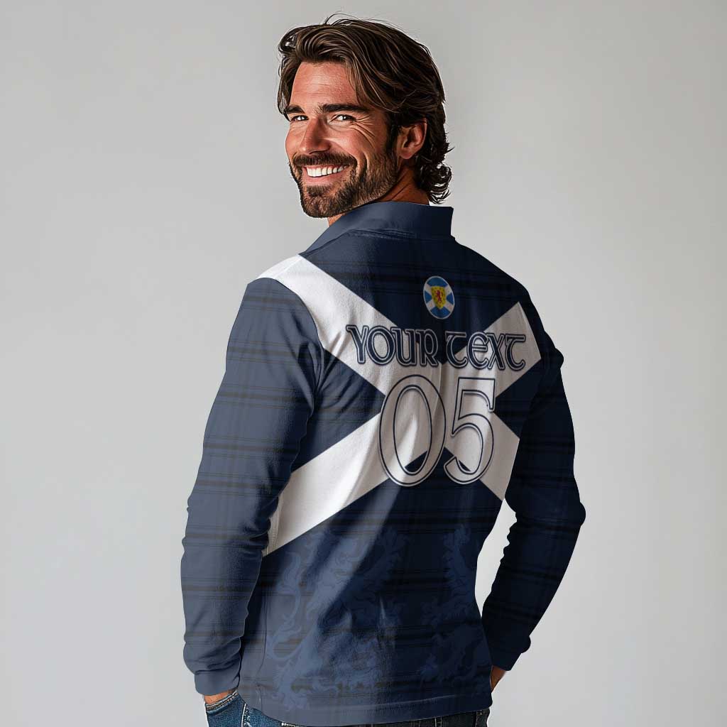 Custom Scotland Tartan Football Long Sleeve Polo Shirt Flag Style - Wonder Print Shop