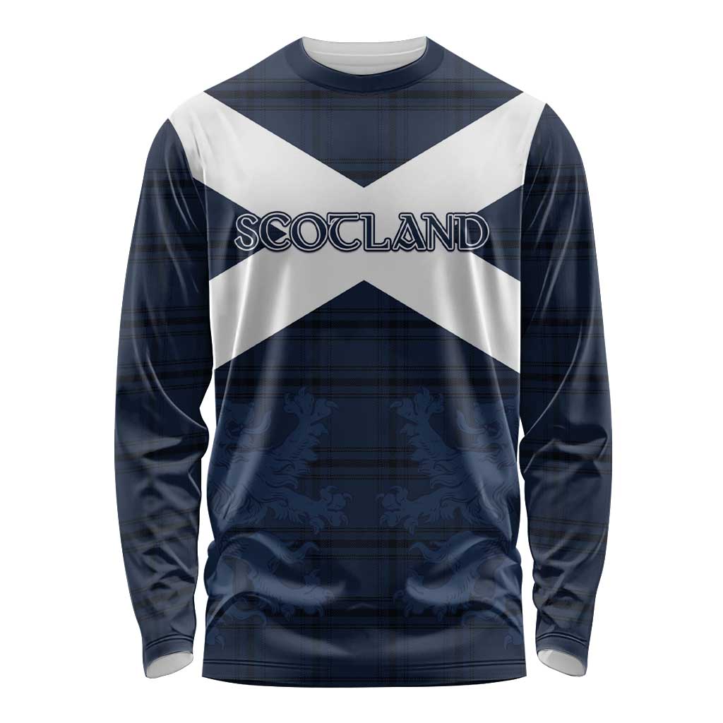 Custom Scotland Tartan Football Long Sleeve Shirt Flag Style - Wonder Print Shop