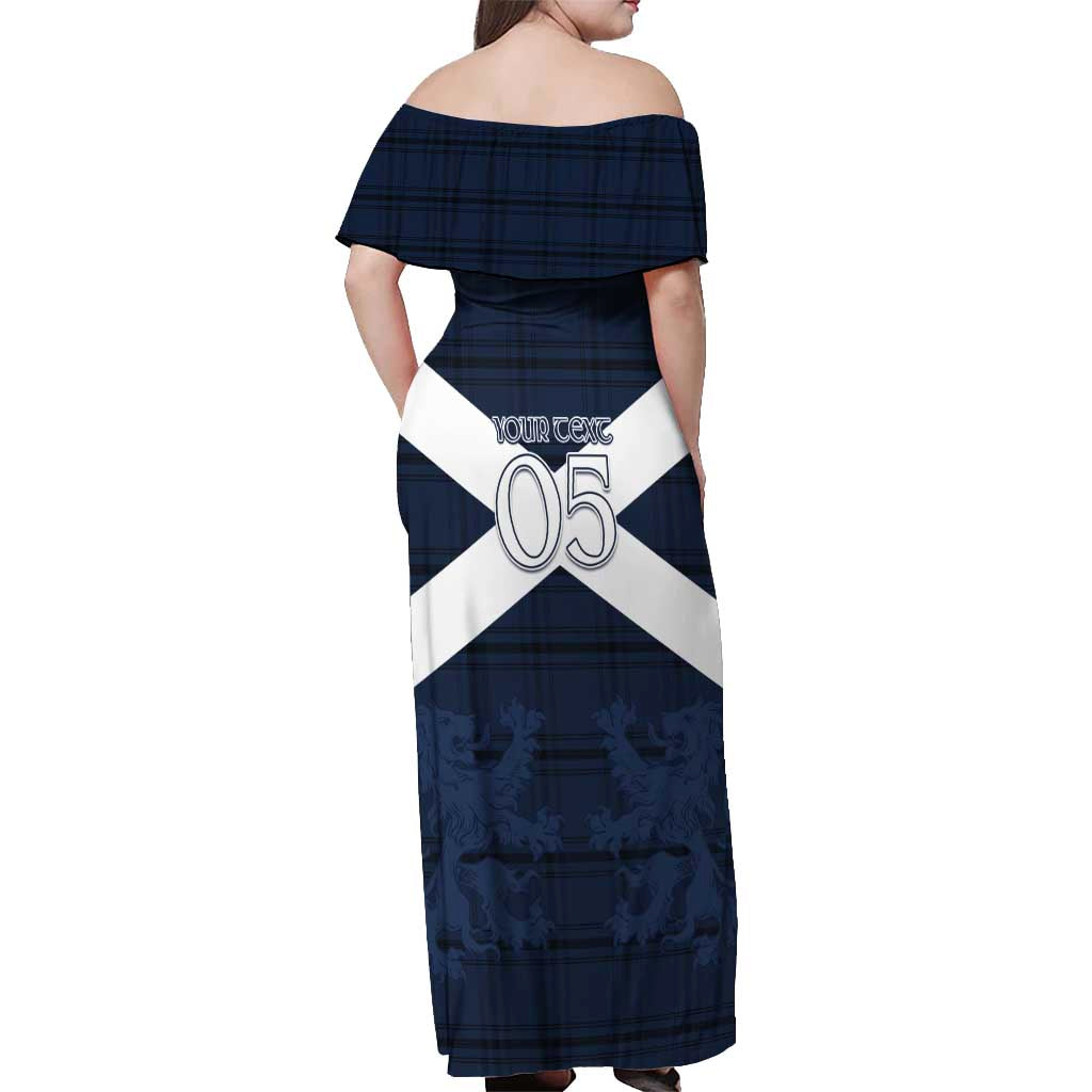 Custom Scotland Tartan Football Off Shoulder Maxi Dress Flag Style - Wonder Print Shop