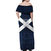 Custom Scotland Tartan Football Off Shoulder Maxi Dress Flag Style - Wonder Print Shop