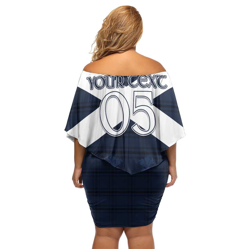 Custom Scotland Tartan Football Off Shoulder Short Dress Flag Style - Wonder Print Shop