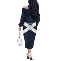 Custom Scotland Tartan Football Off The Shoulder Long Sleeve Dress Flag Style - Wonder Print Shop