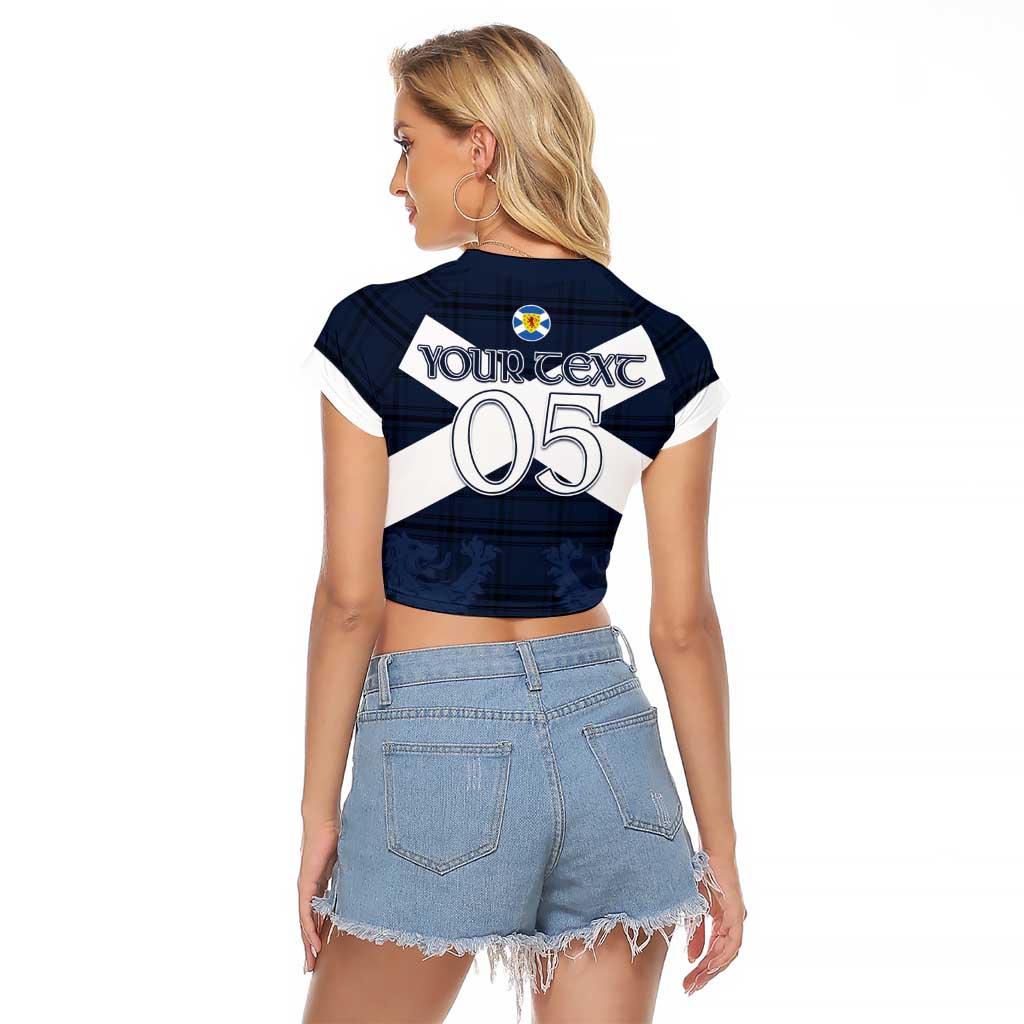 Custom Scotland Tartan Football Raglan Cropped T Shirt Flag Style - Wonder Print Shop