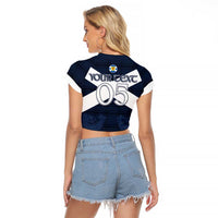 Custom Scotland Tartan Football Raglan Cropped T Shirt Flag Style - Wonder Print Shop