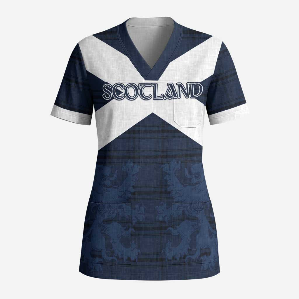 Custom Scotland Tartan Football Scrub Top Flag Style - Wonder Print Shop