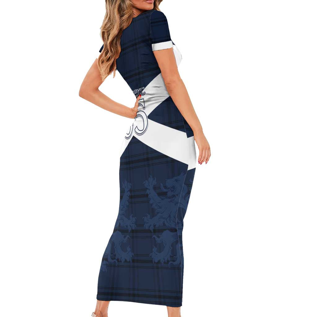 Custom Scotland Tartan Football Short Sleeve Bodycon Dress Flag Style - undefined