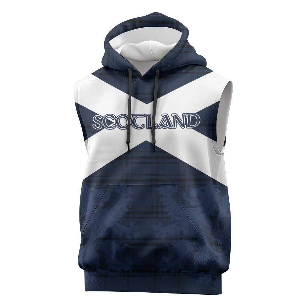 Custom Scotland Tartan Football Sleeveless Hoodie Flag Style - Wonder Print Shop