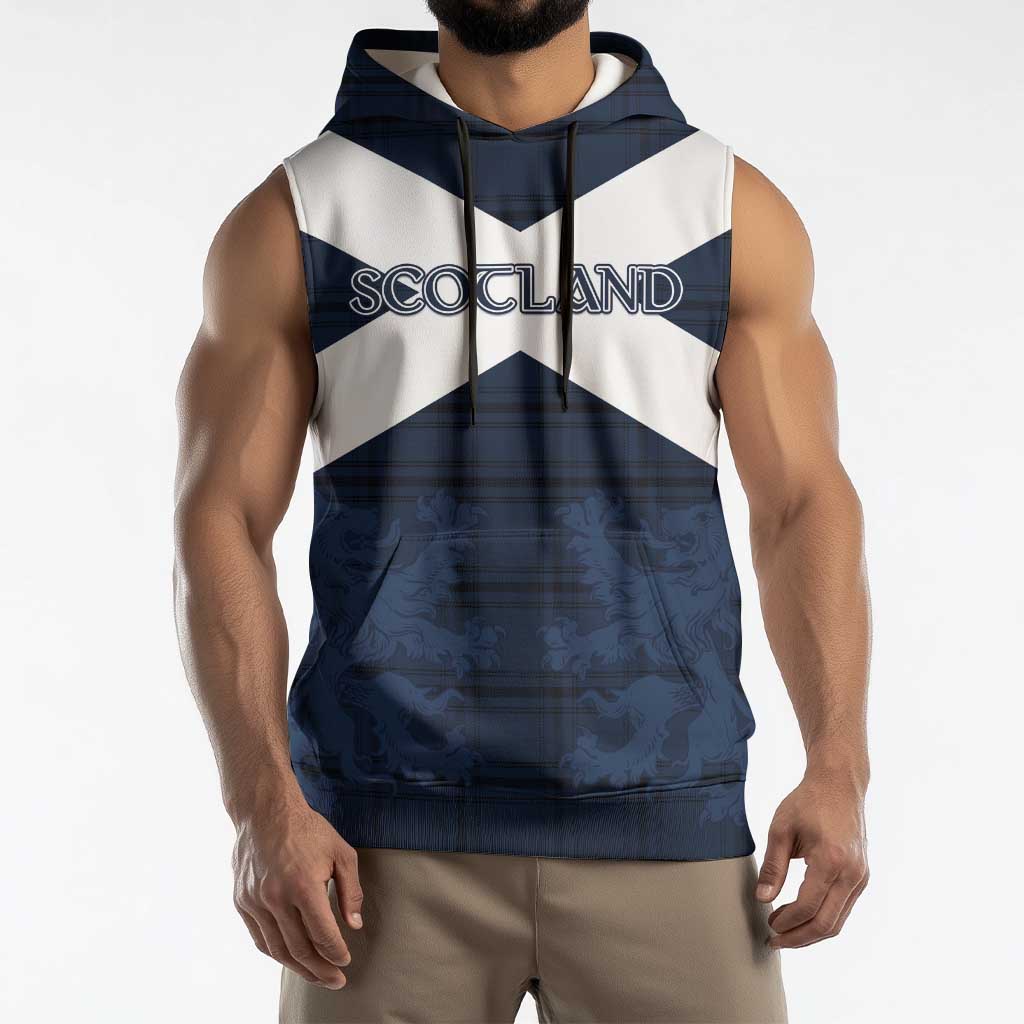 Custom Scotland Tartan Football Sleeveless Hoodie Flag Style - Wonder Print Shop