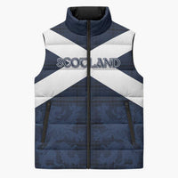 Custom Scotland Tartan Football Sleeveless Puffer Jacket Flag Style - Wonder Print Shop