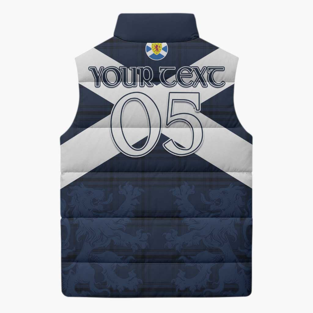 Custom Scotland Tartan Football Sleeveless Puffer Jacket Flag Style - Wonder Print Shop