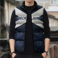Custom Scotland Tartan Football Sleeveless Puffer Jacket Flag Style - Wonder Print Shop