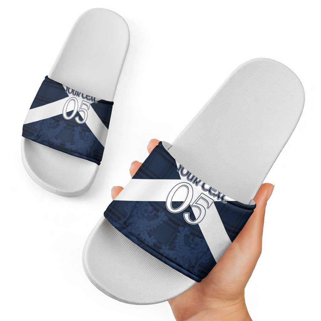 Custom Scotland Tartan Football Slide Sandals Flag Style - Wonder Print Shop