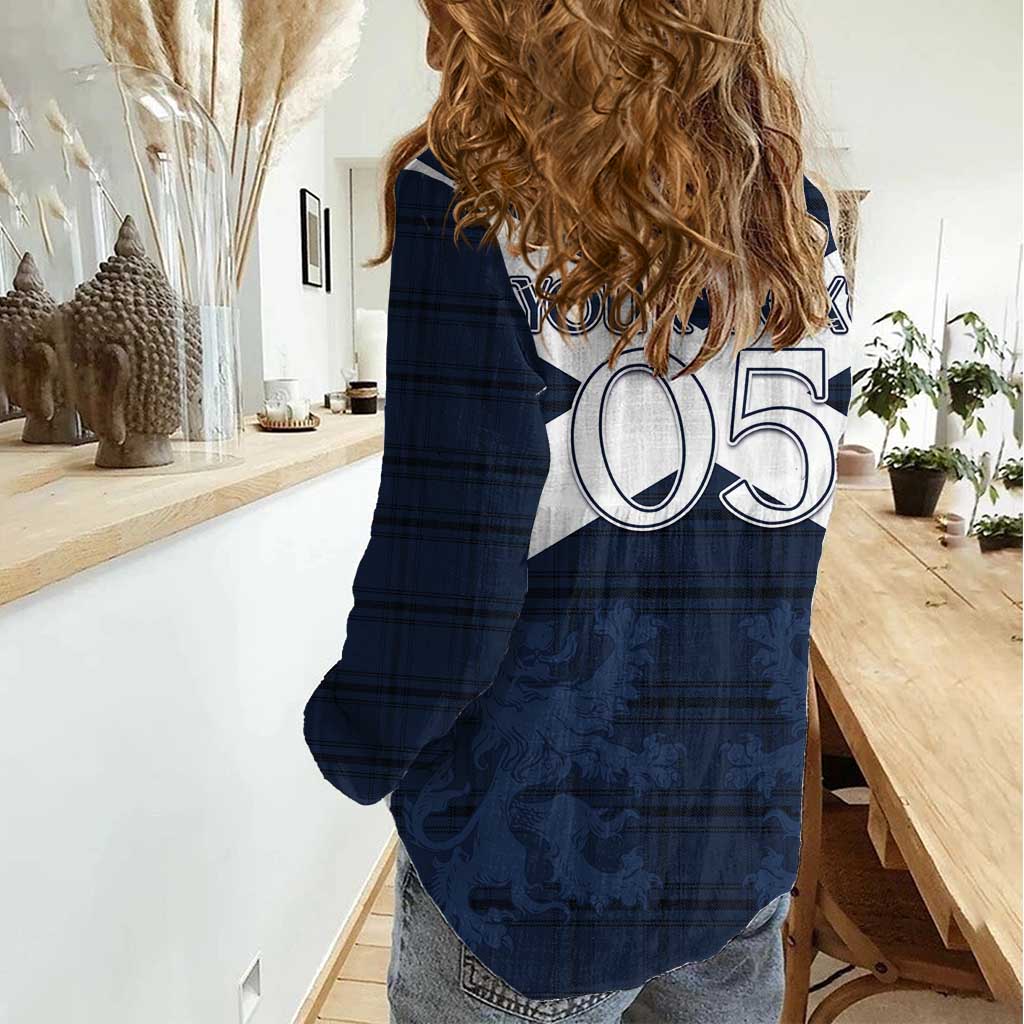 Custom Scotland Tartan Football Women Casual Shirt Flag Style - Wonder Print Shop
