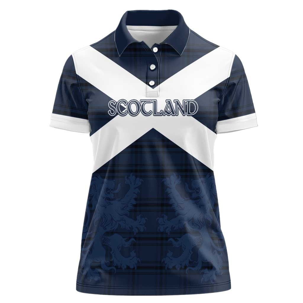 Custom Scotland Tartan Football Women Polo Shirt Flag Style - Wonder Print Shop