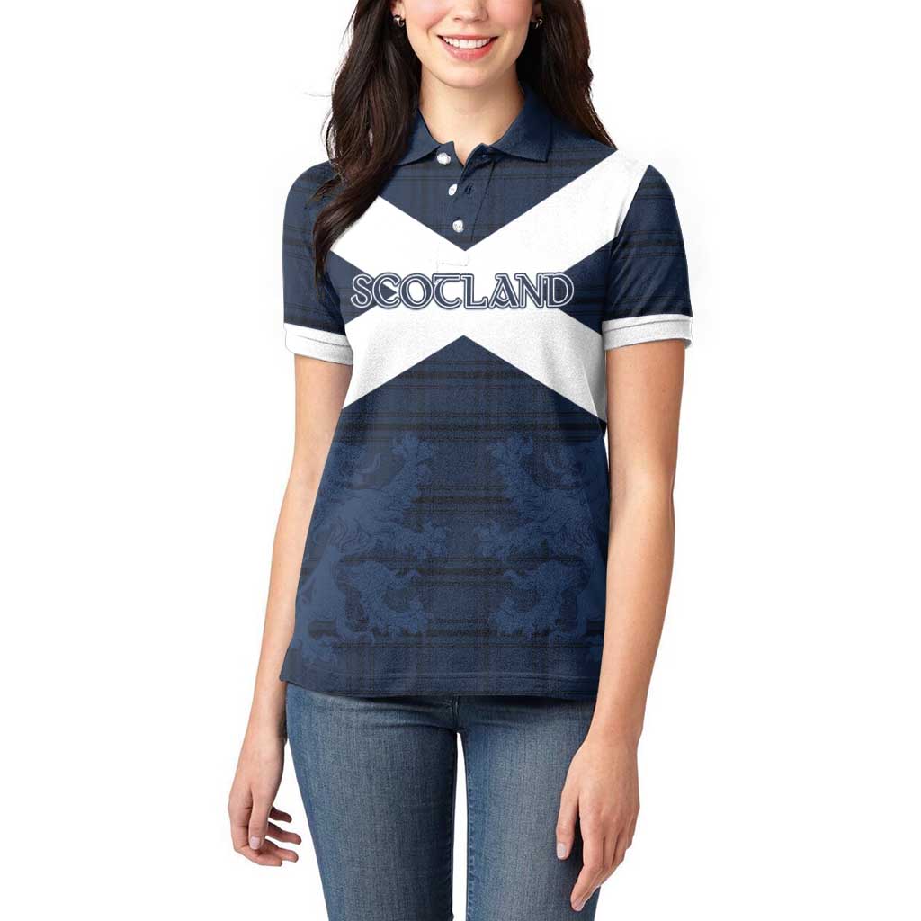 Custom Scotland Tartan Football Women Polo Shirt Flag Style - Wonder Print Shop