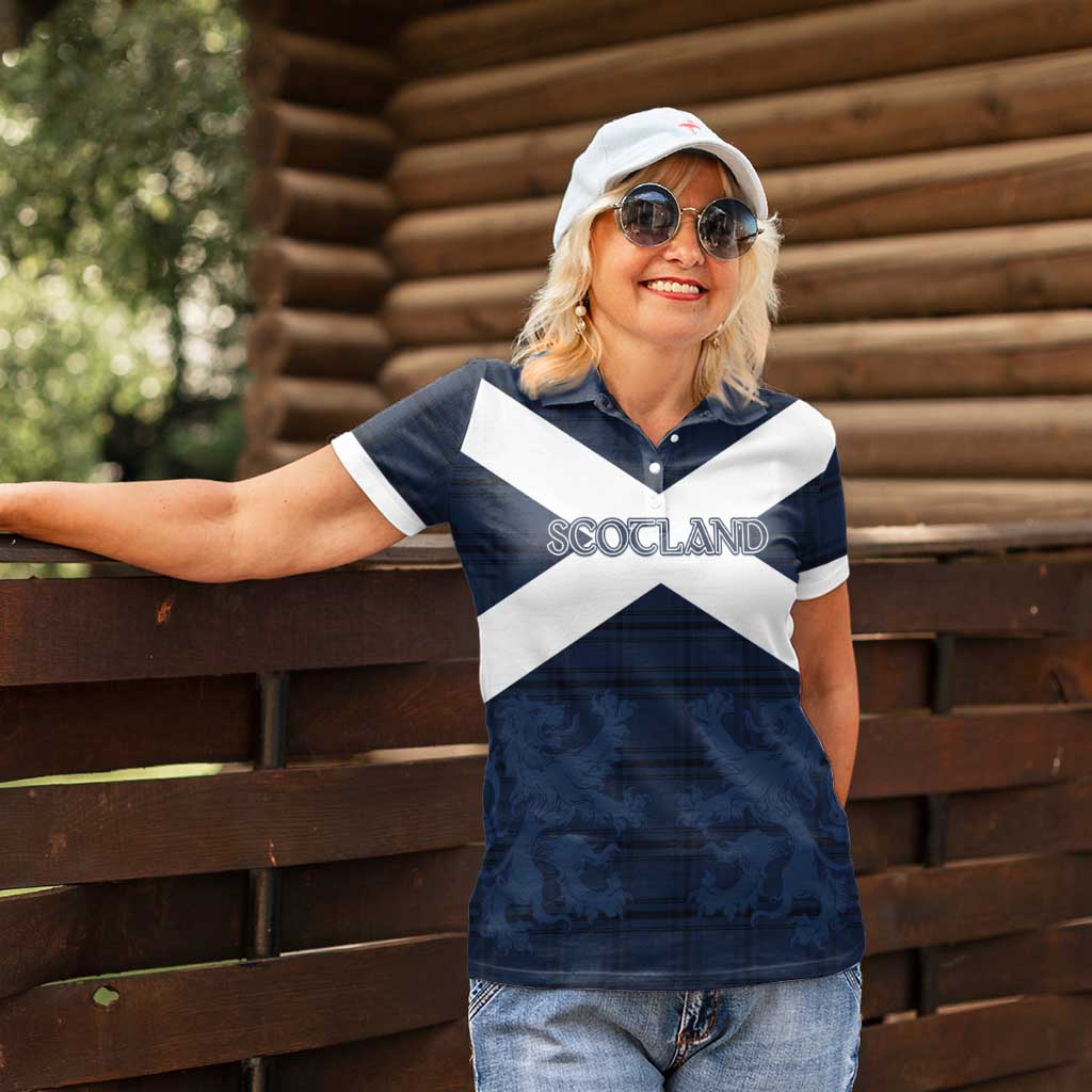 Custom Scotland Tartan Football Women Polo Shirt Flag Style - Wonder Print Shop