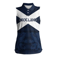 Custom Scotland Tartan Football Women Sleeveless Polo Shirt Flag Style - Wonder Print Shop