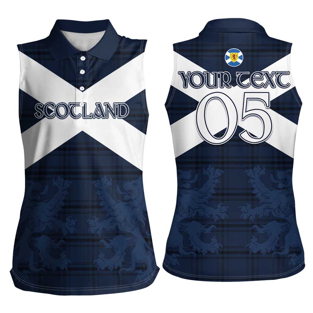 Custom Scotland Tartan Football Women Sleeveless Polo Shirt Flag Style - Wonder Print Shop